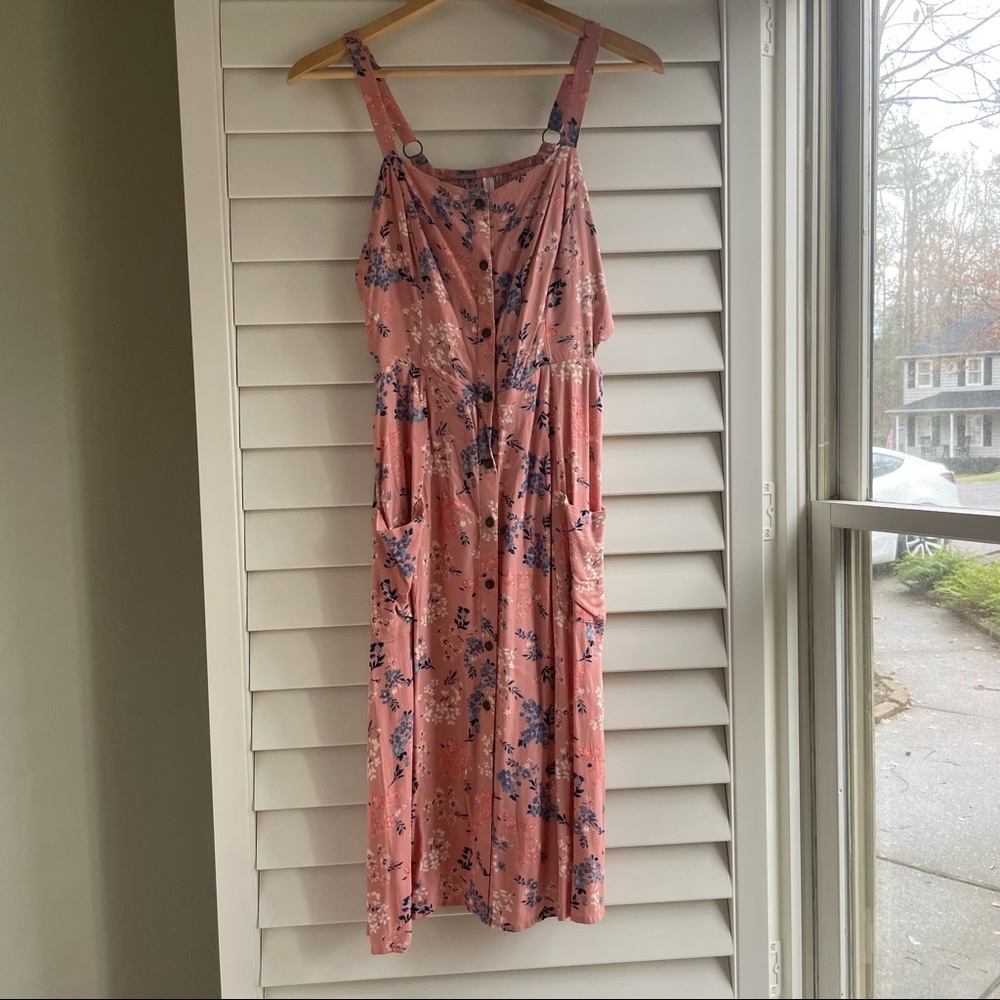 Pink midi button down Xhiliration dress